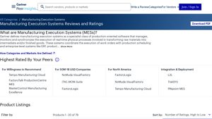 Best Manufacturing Execution Systems Reviews 2025 - Gartner - software manufacturer