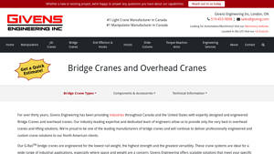 Bridge Cranes and Overhead Cranes | Givens Engineering Inc. - bridge crane manufacturer