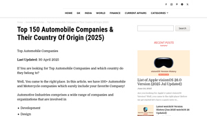 Top 150 Automobile Companies & Their Country Of Origin (2025) - GkGigs - car manufacturer list