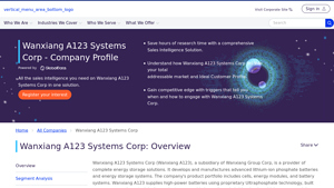 Wanxiang A123 Systems Corp Company Profile - Overview - 123 battery company