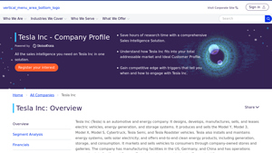 Tesla Inc company profile analysis with the premuim data - Globaldata - tesla electric car factory