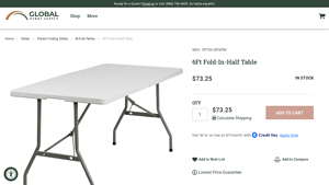 Buy Wholesale 6Ft Fold-In-Half Table | GlobalEventSupply.com - 6ft folding table bulk