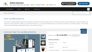 Automatic Paper Tea Cup Making Machine - Global Industries, Noida - paper cup machine factory