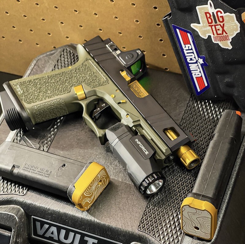 A relevant stock photo of glock 19 slides custom in a typical setting.