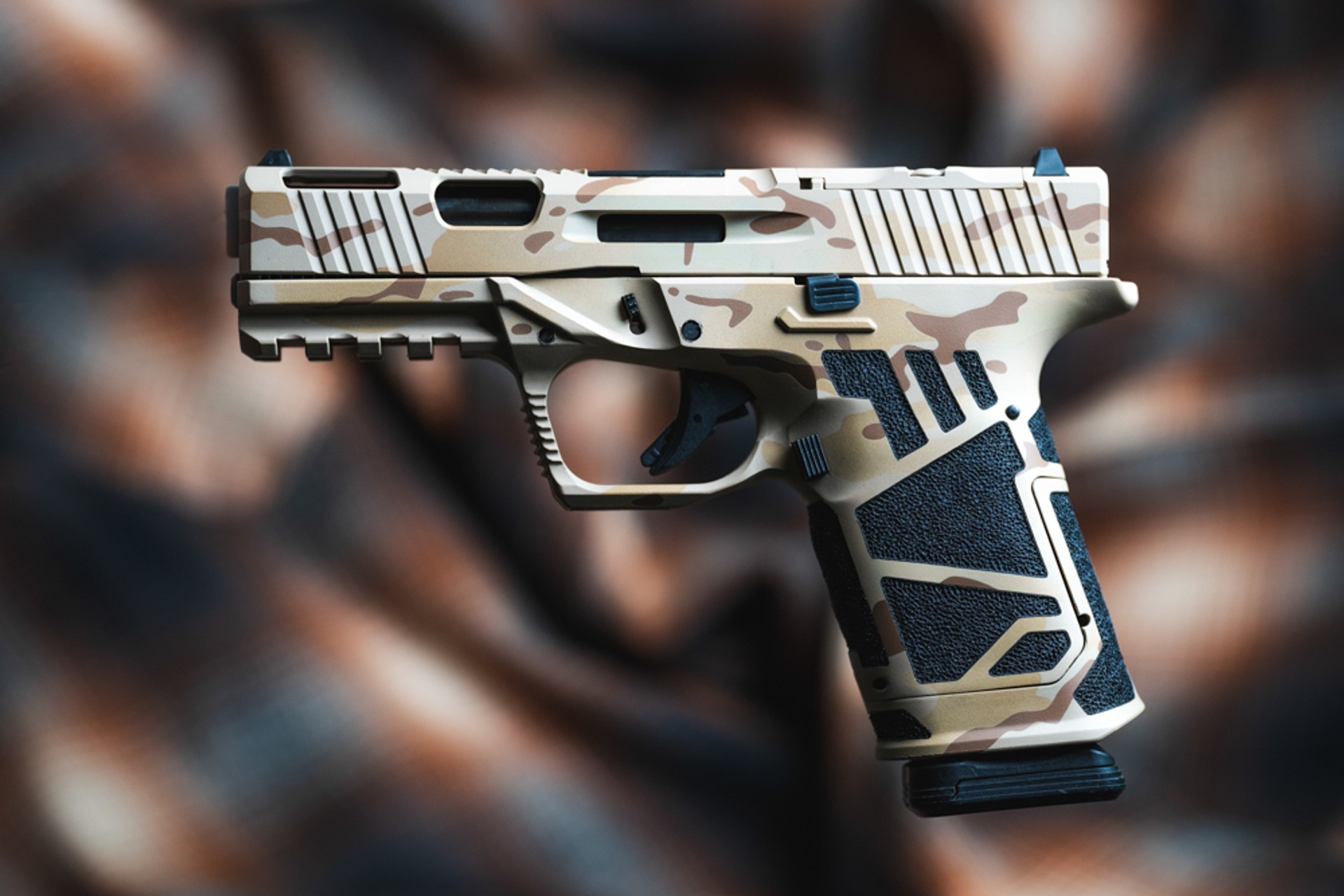 A relevant stock photo of glock slides custom in a typical setting.