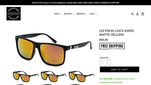 (10 pack) locs 91055 matte yellow - Godfather Shades - yellow sunglasses bulk