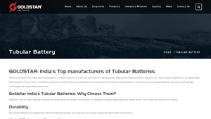 Tubular Battery - GOLDSTAR POWER LIMITED - tubular battery company