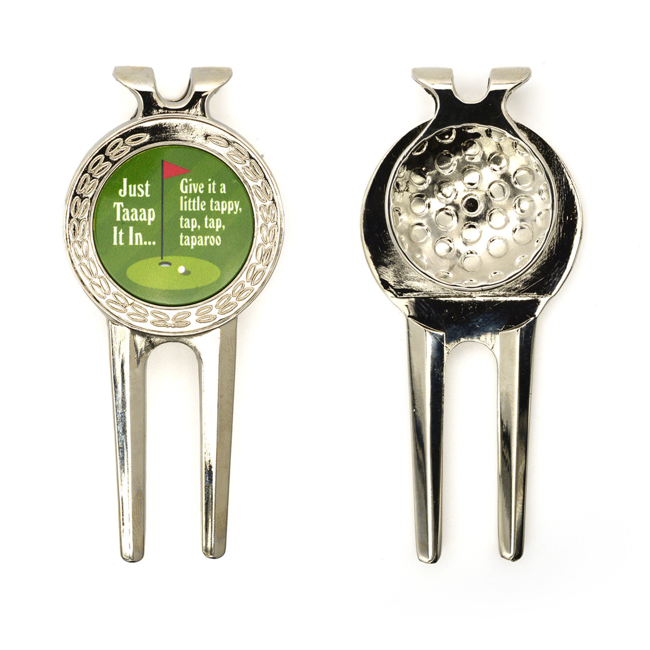 A relevant stock photo of golf divot tool custom in a typical setting.