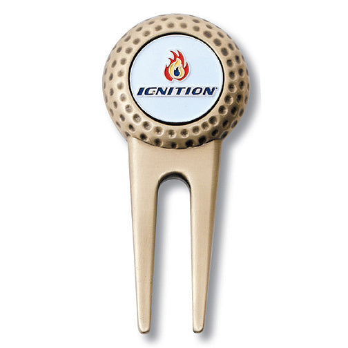 A relevant stock photo of golf divot tool custom in a typical setting.