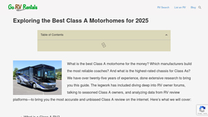 Best Class A Motorhome for 2025, Go RV Rentals Top Picks - rv ratings by manufacturer
