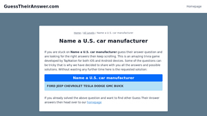 Name a U.S. car manufacturer - GuessTheirAnswer.com - name a us car manufacturer