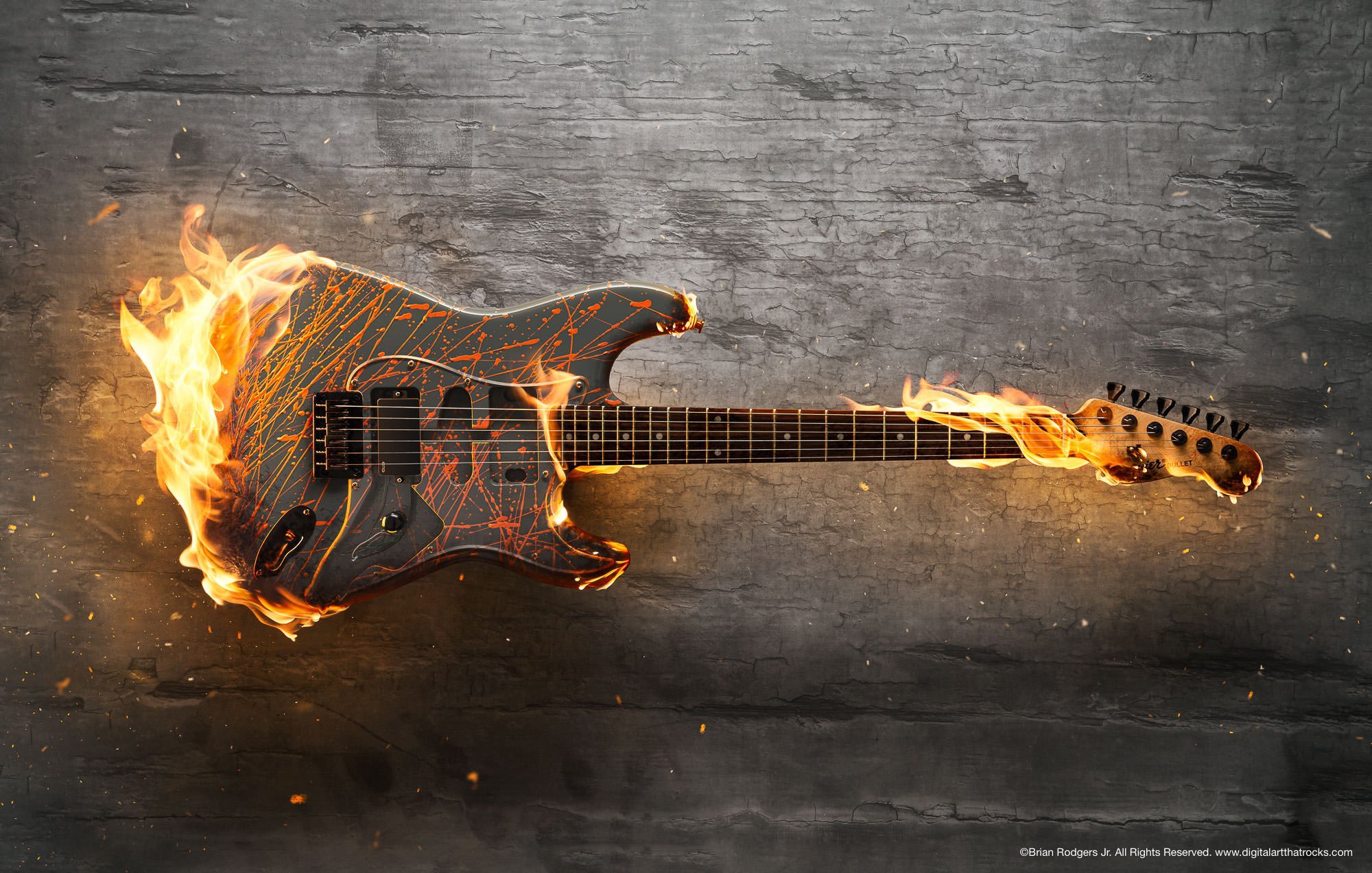 A relevant stock photo of guitar custom in a typical setting.