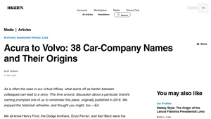 Acura to Volvo: 38 Car-Company Names and Their Origins - name a car manufacturer