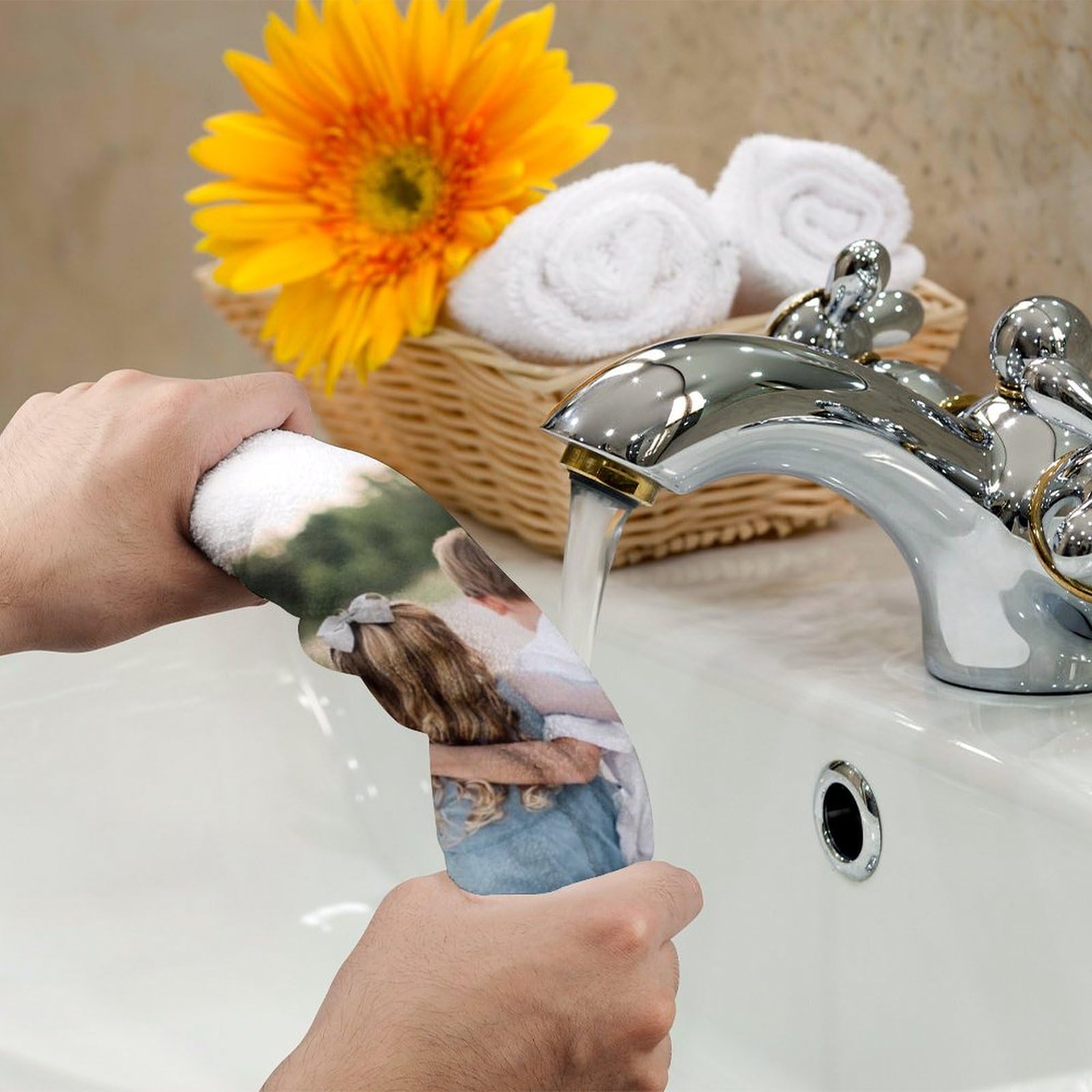 A relevant stock photo of hand towel custom in a typical setting.