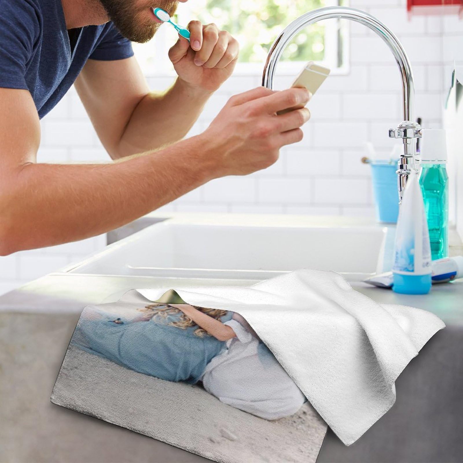 A relevant stock photo of hand towel custom in a typical setting.