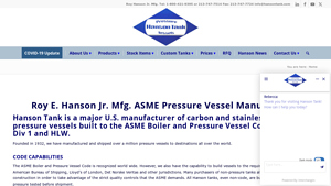 ASME Pressure Vessel Manufacturer in the US | Hanson Tank - pressure vessel manufacturer
