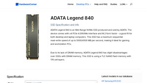 ADATA Legend 840 SSD - Specs and information | Hardware Corner - adata legend 840 1tb manufacturer and family