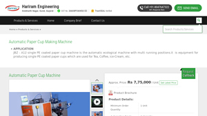 Automatic Paper Cup Making Machine - Hariram Engineering - paper cup machine factory