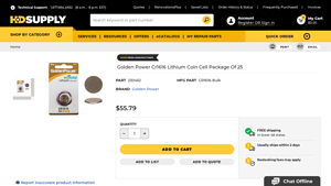 Golden Power Cr1616 Lithium Coin Cell Package Of 25 - HD Supply - cr1616 bulk