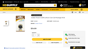 Golden Power Cr2016 Lithium Coin Cell Package Of 25 - HD Supply - cr2016 battery bulk