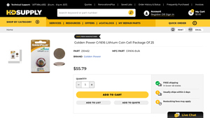 Golden Power Cr1616 Lithium Coin Cell Package Of 25 - HD Supply - cr1616 battery bulk