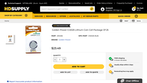 Golden Power Cr2025 Lithium Coin Cell Package Of 25 - HD Supply - cr2025 bulk