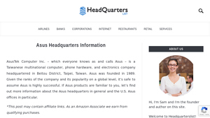 Asus Headquarters Information - asus manufacturer phone number