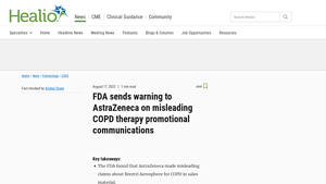 FDA sends warning to AstraZeneca on misleading COPD therapy ... - Healio - breztri manufacturer