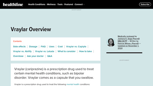 Vraylar (cariprazine): Side Effects, Uses, Dosage, and More - Healthline - vraylar manufacturer