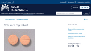 Valium 5 mg tablet - Kaiser Permanente - valium manufacturer