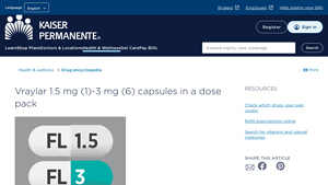 Vraylar 1.5 mg (1)-3 mg (6) capsules in a dose pack - vraylar manufacturer