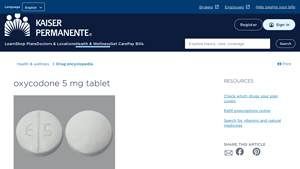 oxycodone 5 mg tablet - Kaiser Permanente - oxycodone manufacturer