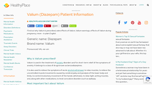 Valium (Diazepam) Patient Information - HealthyPlace - valium manufacturer