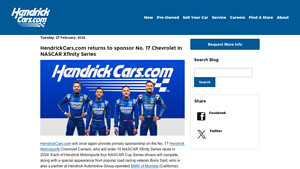HendrickCars.com returns to sponsor No. 17 Chevrolet in NASCAR Xfinity ... - chevrolet xfinity series racing manufacturer team