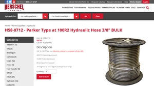 H58-0712 | Parker Type at 100R2 Hydraulic Hose 3/8 - Herschel Parts - hydraulic hose bulk