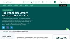 Top 10 Lithium Battery Manufacturers in China - HIITIO - lithium ion battery manufacturer