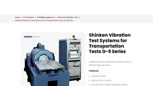 Shinken Vibration Test Systems for Transportation Tests G-9 Series - shinken vibration test systems / shakers' manufacturer