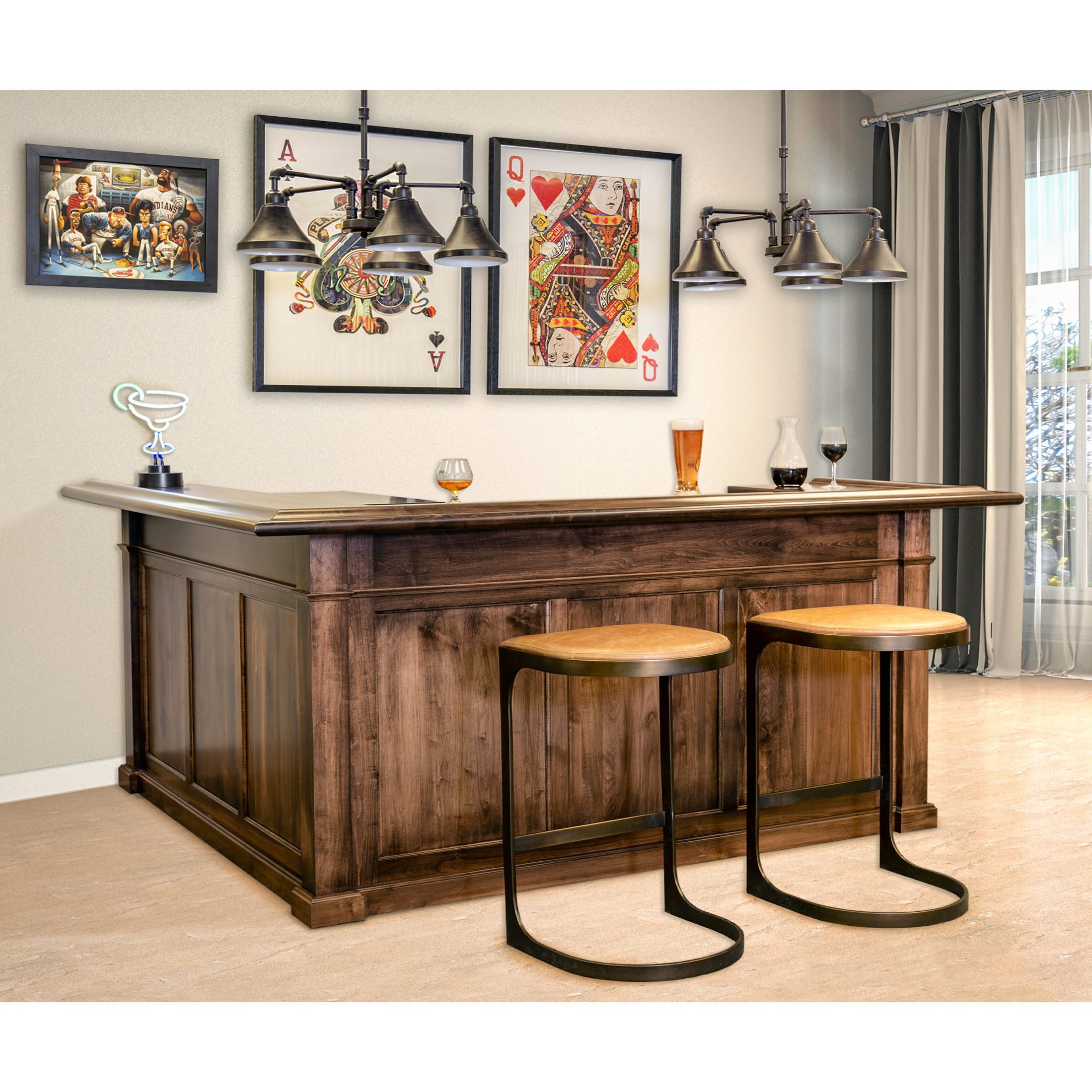 A relevant stock photo of home bar custom in a typical setting.