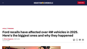 Ford has had 82 recalls affecting over 4M vehicles in 2025 - nhtsa recalls by manufacturer
