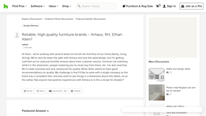 Reliable, high quality furniture brands - Arhaus, RH, Ethan Allen? - high end furniture company