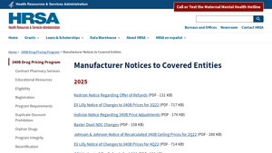 Manufacturer Notices to Covered Entities | HRSA - Health Resources and ... - xolair manufacturer