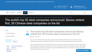 The world's top 50 steel companies announced: Baowu ranked first, 28 ... - eastern europe top steel manufacturer china owned