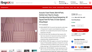 Acoustic Foam Panels, Bulk 48 Pack, 12x12x2 Inch Tiles For - IBSPOT - acoustic foam panels bulk