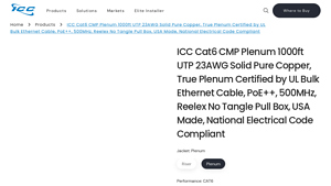 ICC Cat6 CMP Plenum 1000ft UTP 23AWG Solid Pure Copper, True ... - cat6 bulk