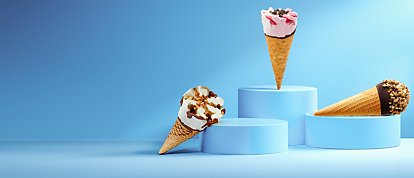 A relevant stock photo of ice cream cone supplier in a typical setting.