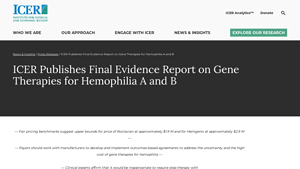 ICER Publishes Final Evidence Report on Gene Therapies for Hemophilia A ... - hemgenix manufacturer