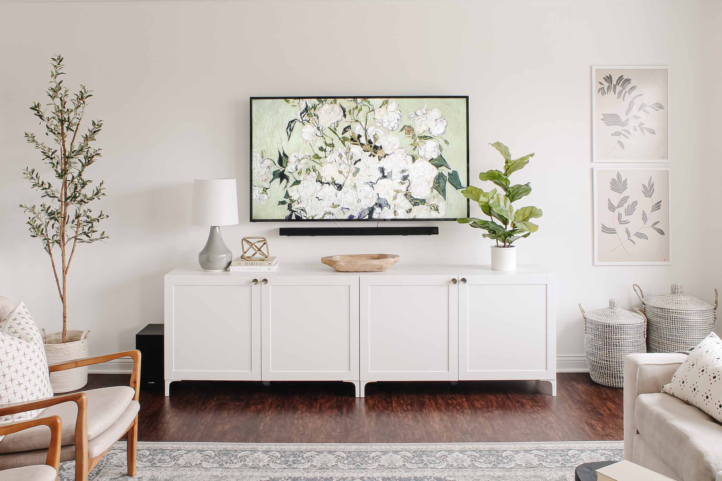 A relevant stock photo of ikea tv unit custom in a typical setting.