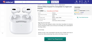 Chinese White Airpods Pro Compatible For Apple and Android at ₹ 1500 ... - chinese airppod manufacturer