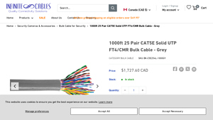 1000ft 25 Pair CAT5E Solid UTP FT4/CMR Bulk Cable - Grey - cat5e bulk
