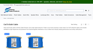 Cat7A Bulk Cable - Free Shipping - Infinity Cable Products - cat 7 ethernet cable bulk